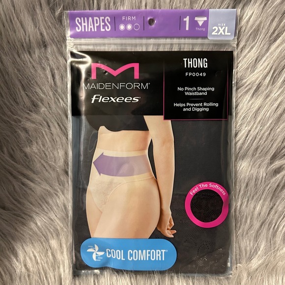 Maidenform Flexees Thong Women's Size 2XL‎ Black Shapewear Underwear Panty - Picture 1 of 5